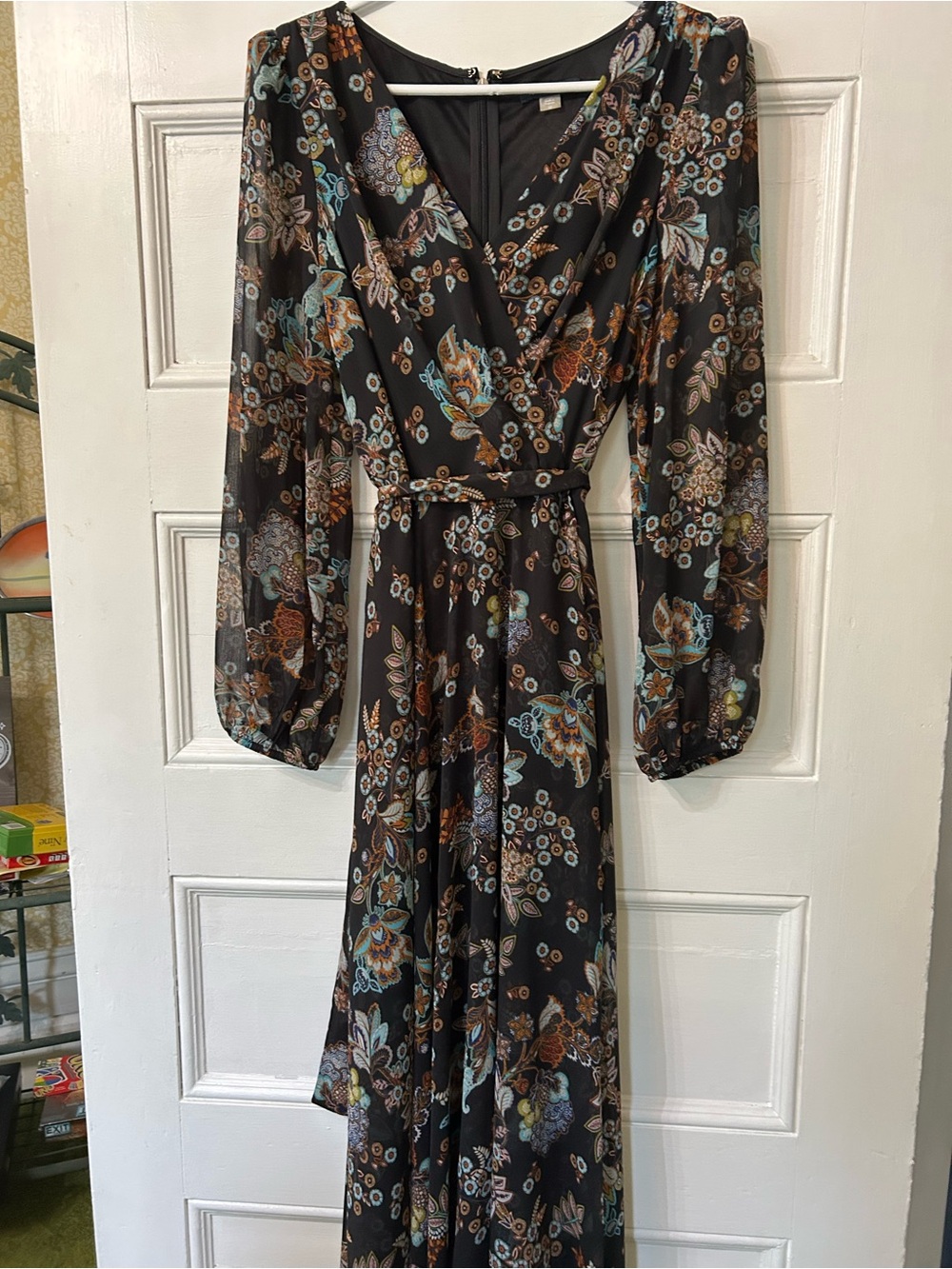 Black Floral Long Sleeve Dress